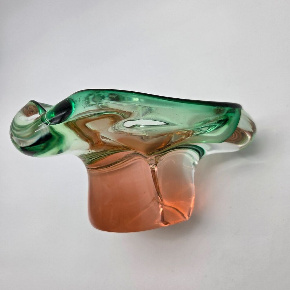 Bohemian Sommerso Watermelon Art Glass Ashtray - Picture 3 of 7